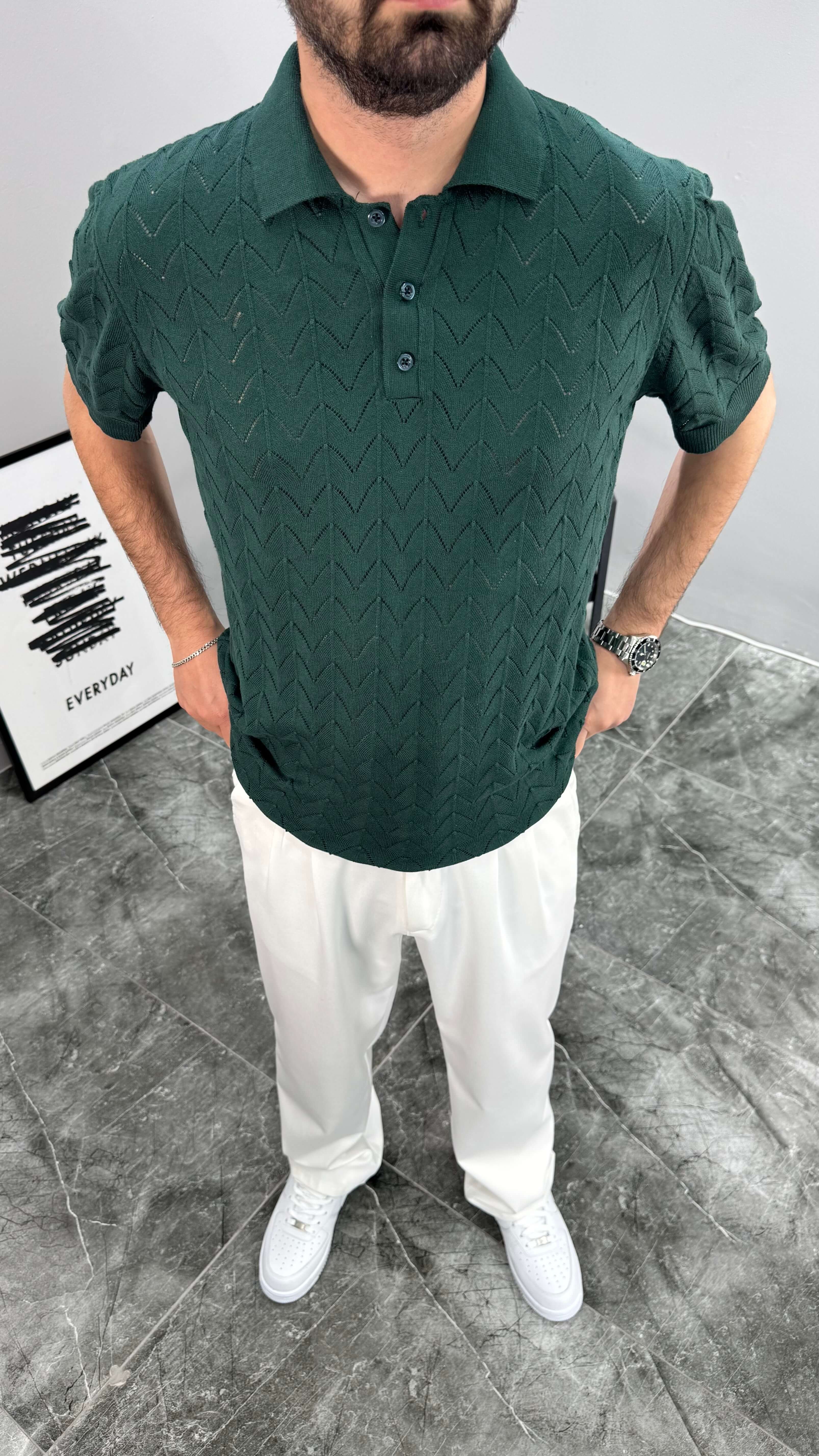 Balıksırtı Desenli Erkek Tshirt