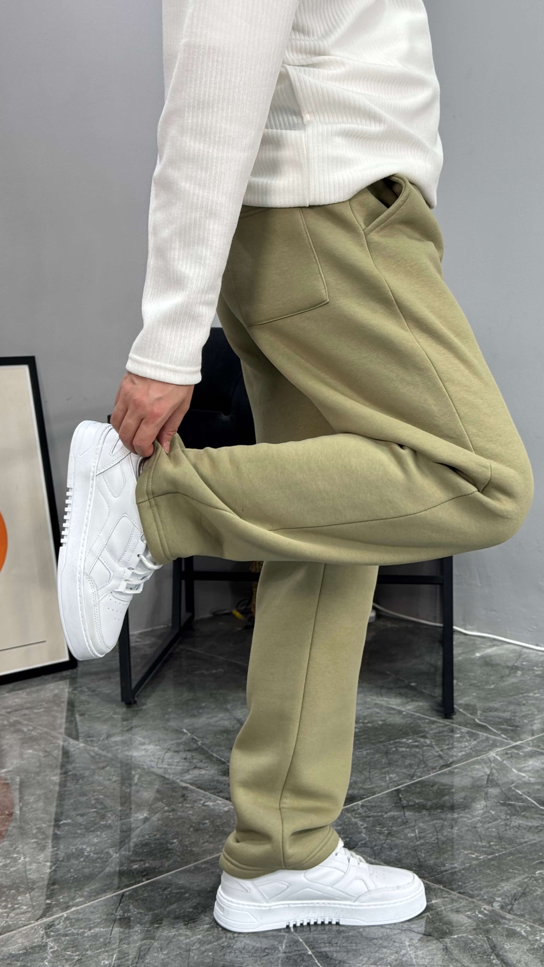 Baven Şardonlu Baggy Kalıp Eşofman - Açık Haki