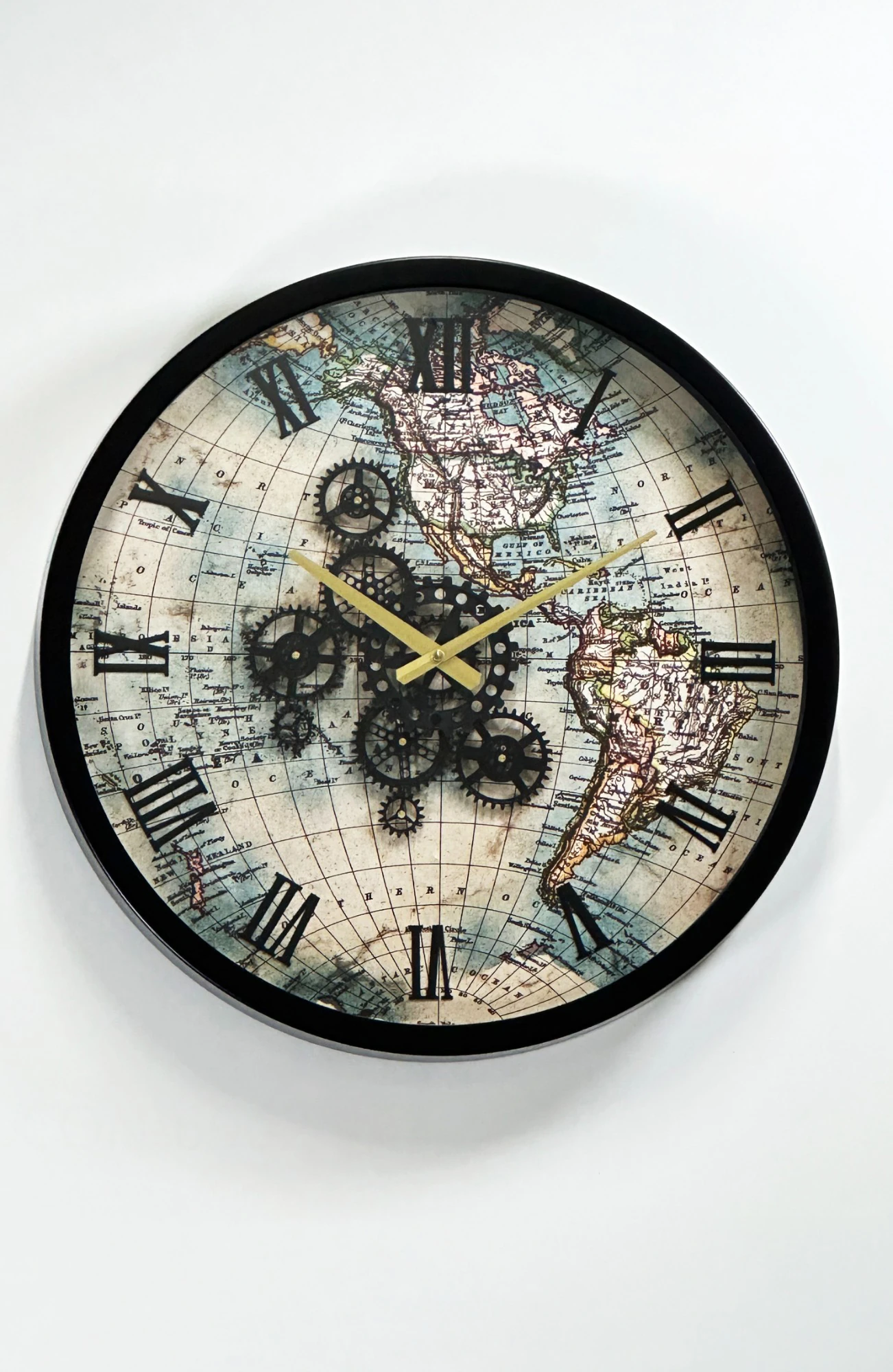 Dünya Haritalı Çarklı Duvar Saati