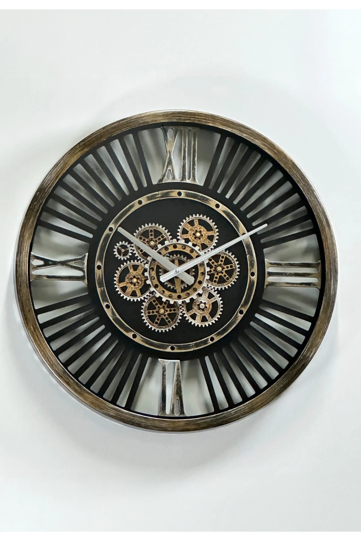 Çarklı Duvar Saati - Bronz Eskitme