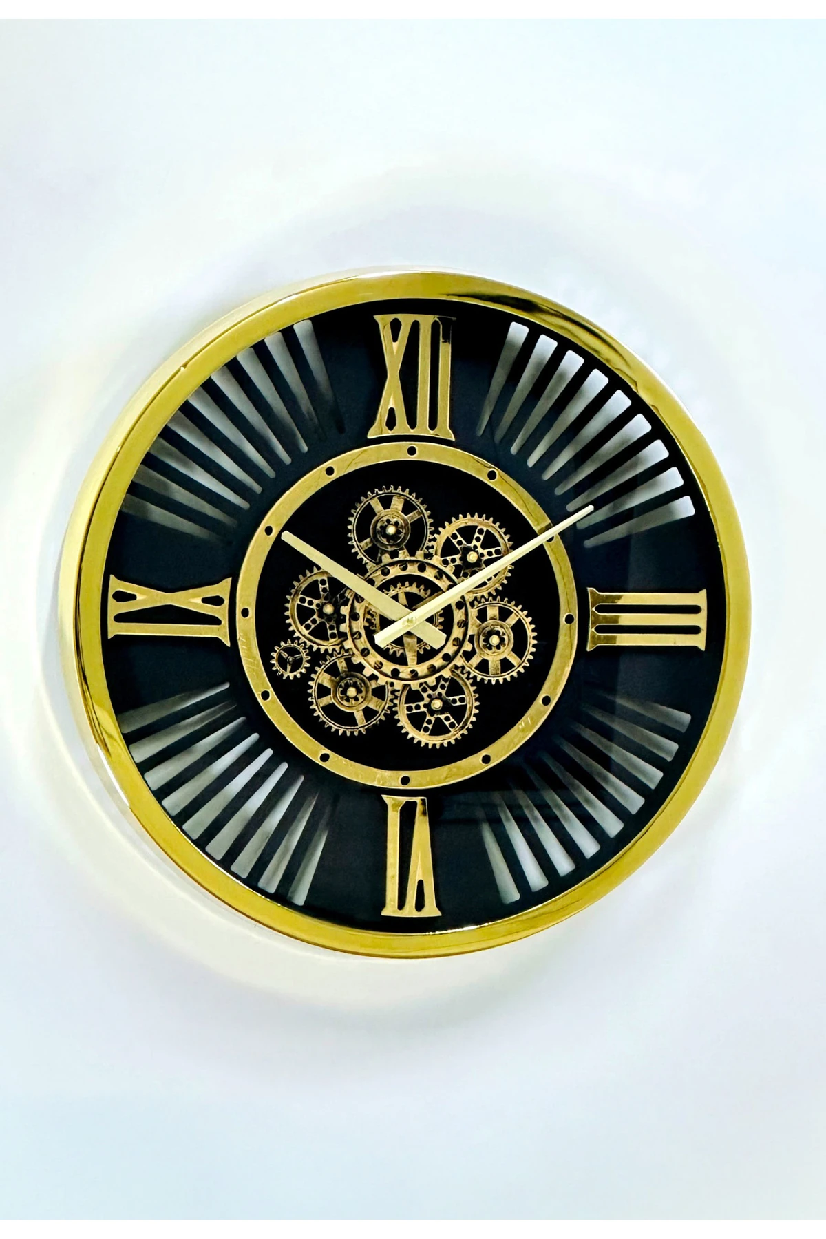 Çarklı Duvar Saati - Altın Çerçeve