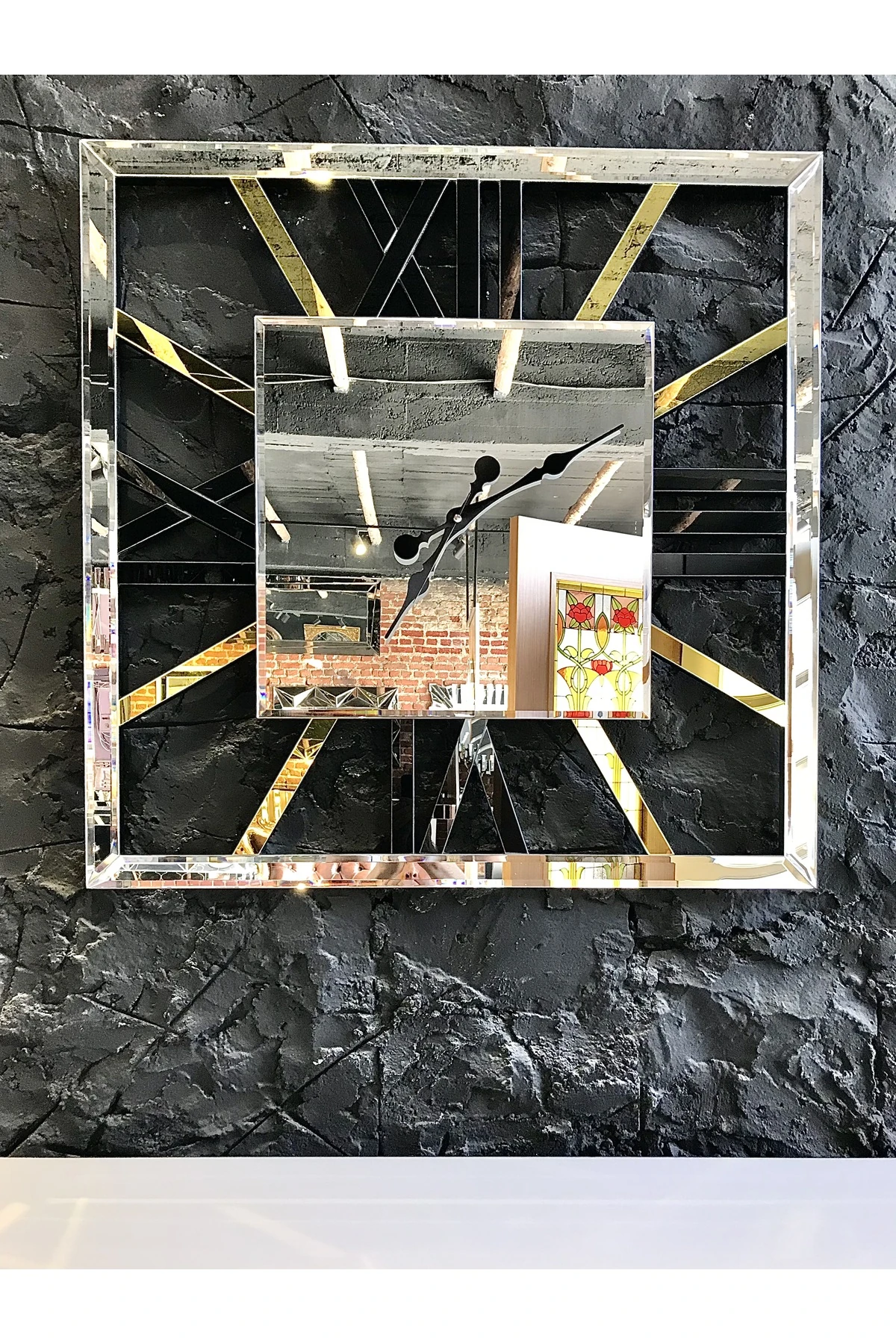 Aynalı Roma Rakamlı Duvar Saati – Modern & Lüks Tasarım - Beyaz