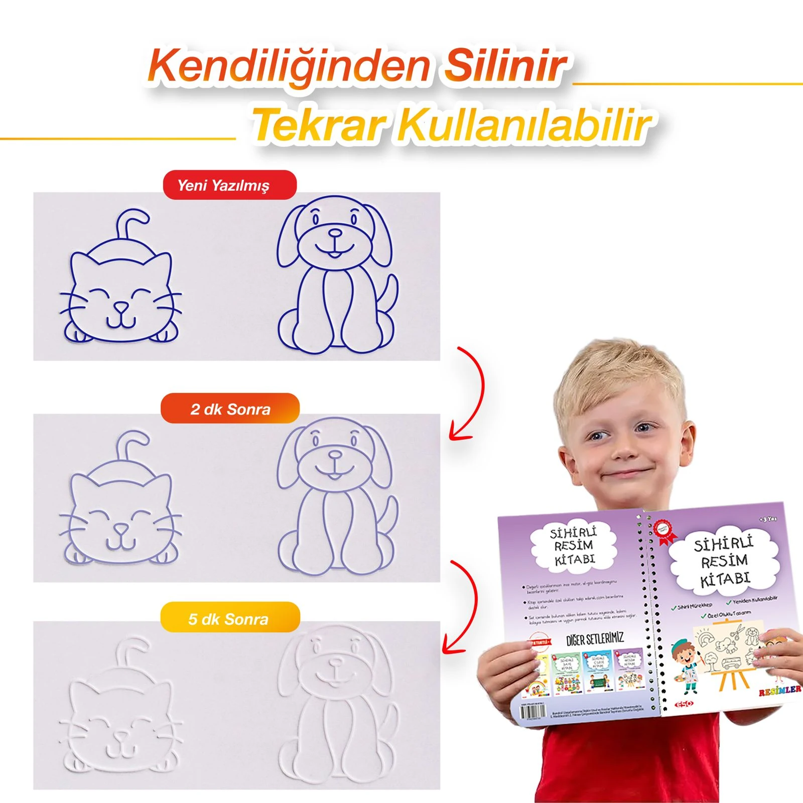 Eso Sihirli Resim Alıştırma Kitabı | Oluklu Sihirli Uçan Kalemli Eğitici Kitap (3-7 yaş)