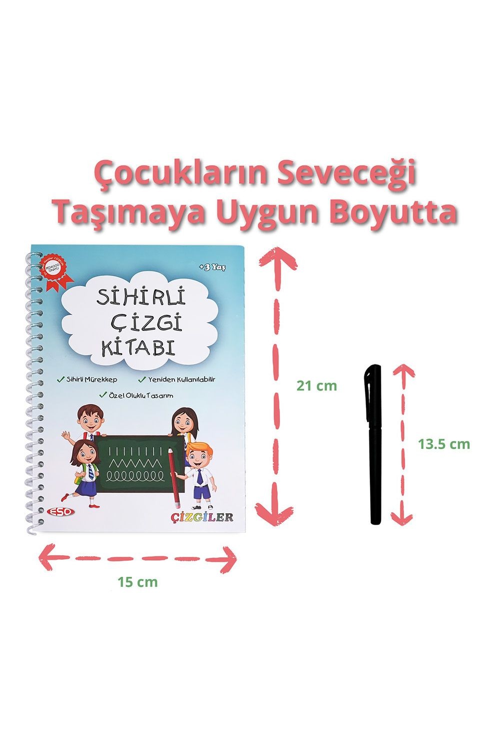 Eso Sihirli Çizgi Alıştırma Kitabı | Oluklu Sihirli Uçan Kalemli Eğitici Kitap