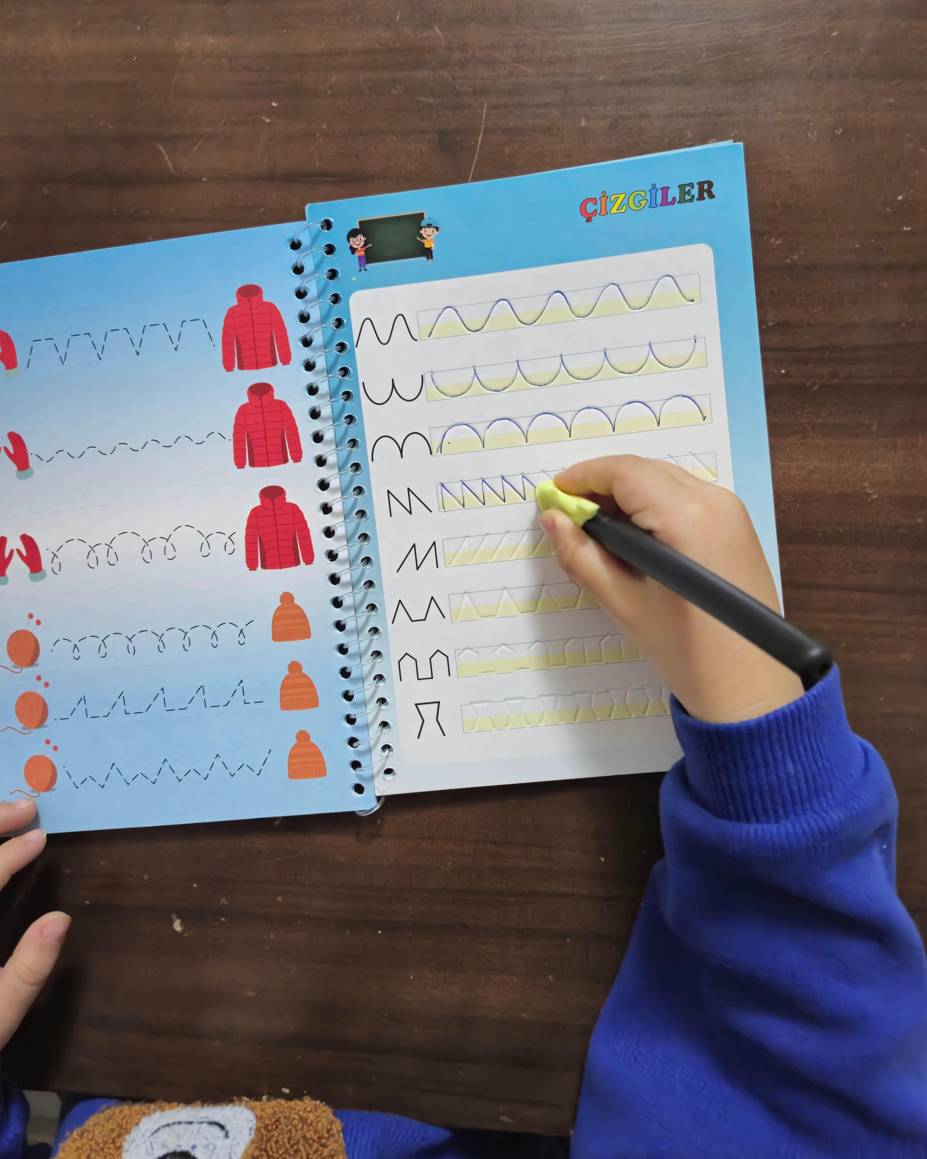 Eso Sihirli Çizgi Alıştırma Kitabı | Oluklu Sihirli Uçan Kalemli Eğitici Kitap