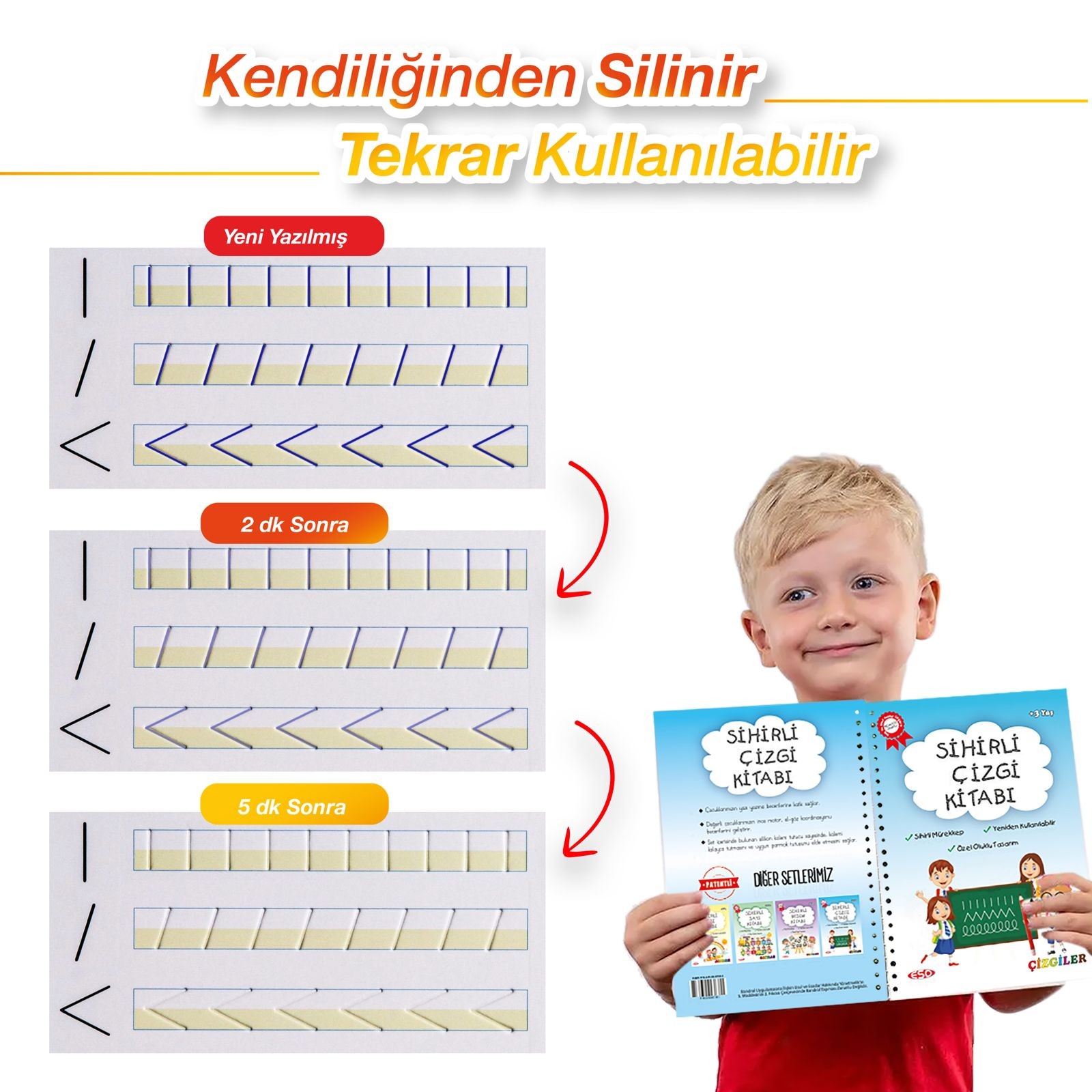 Eso Sihirli Çizgi Alıştırma Kitabı | Oluklu Sihirli Uçan Kalemli Eğitici Kitap
