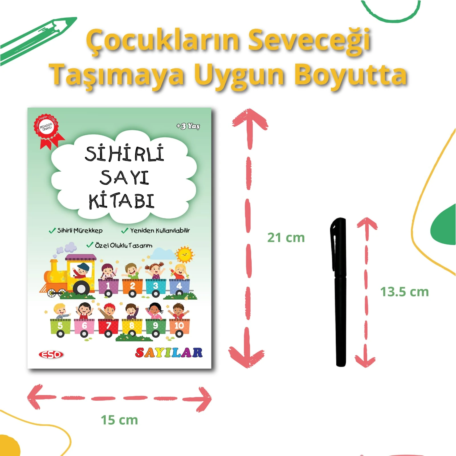 Eso Sihirli Sayı Alıştırma Kitabı - Oluklu Sihirli Kalemli Eğitici Eğlenceli Aktivite Kitabı (3-7 yaş)