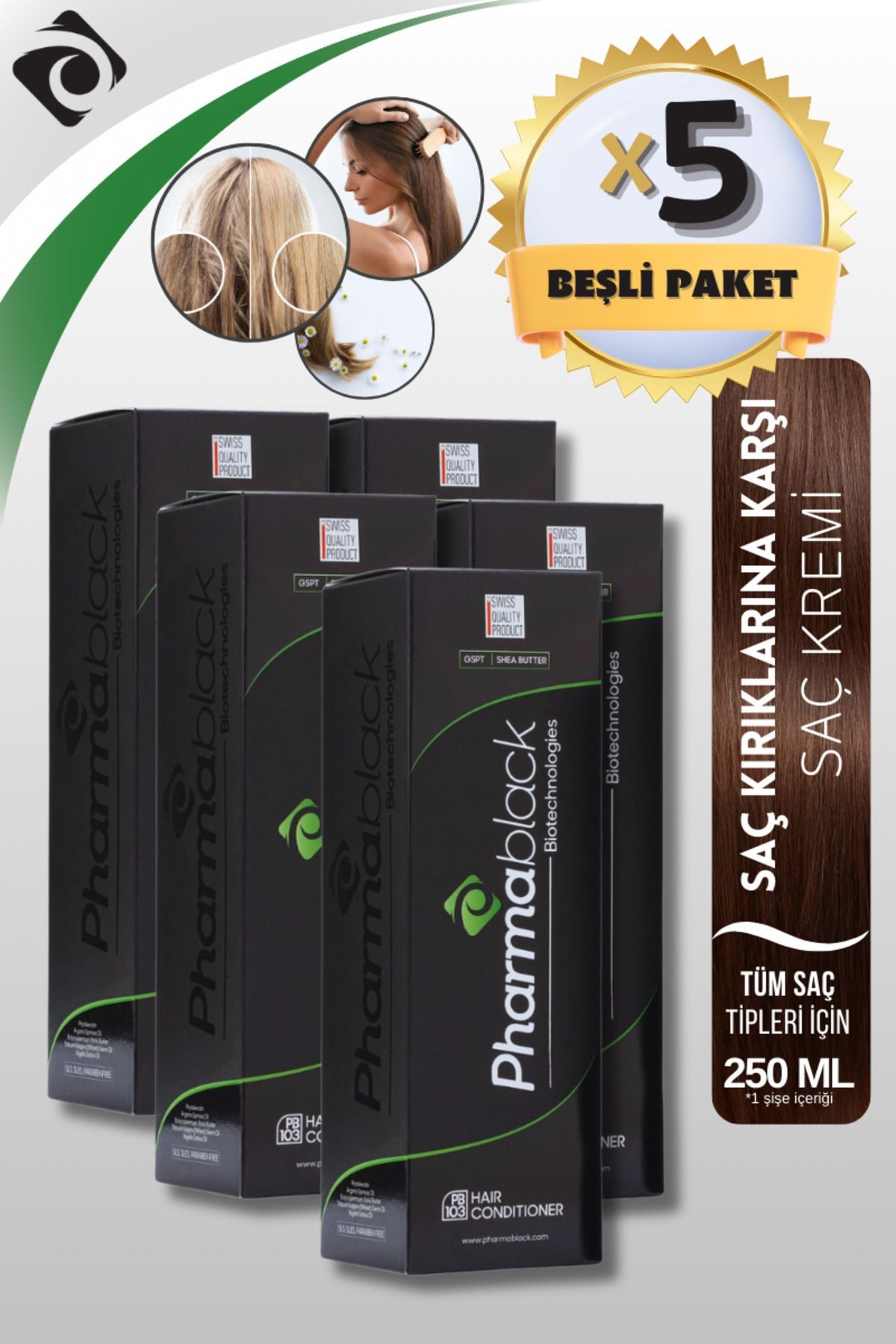 PHARMABLACK - Besleyici Saç Bakım Kremi - Hair Conditioner 5 adet