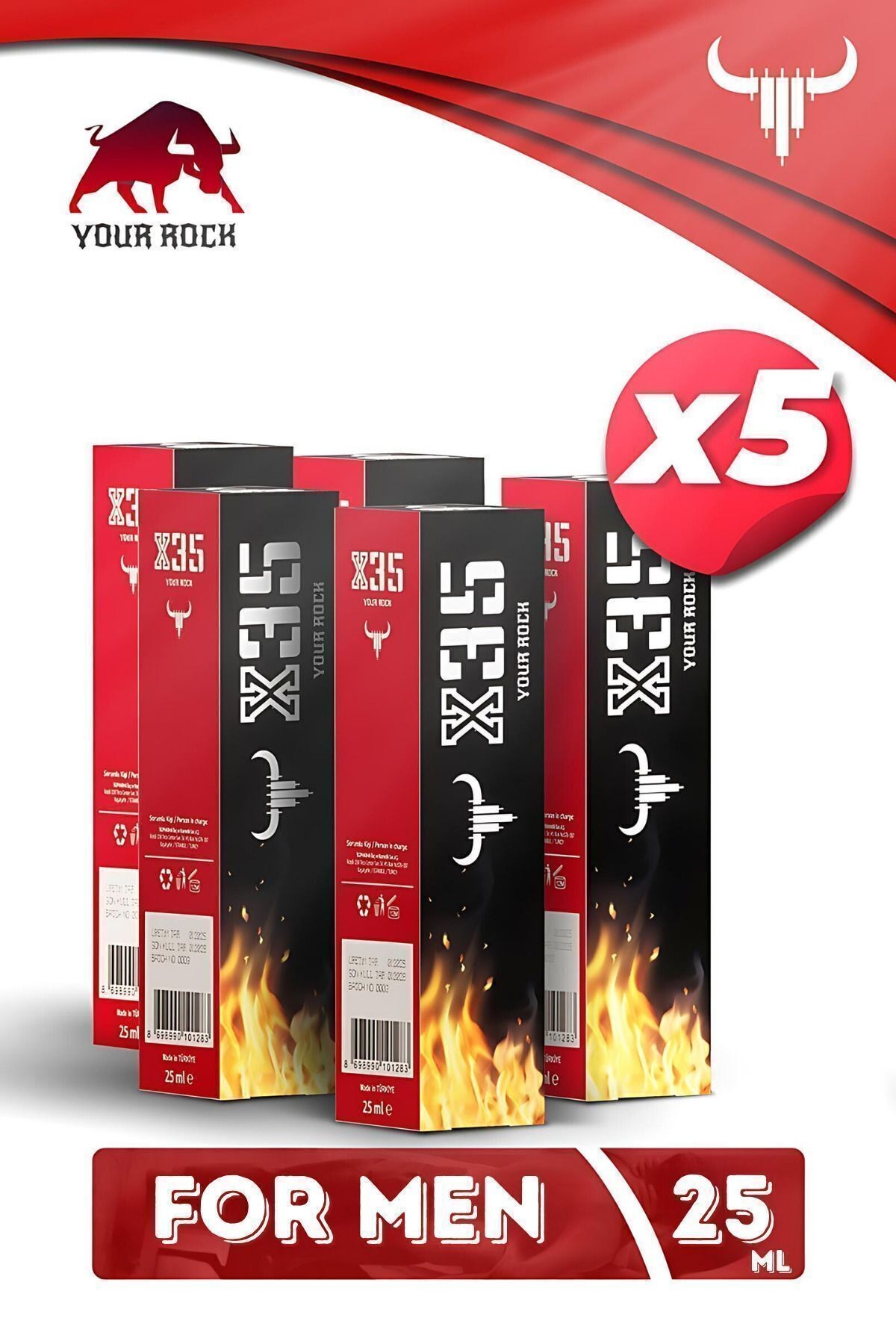 X35 YOUR ROCK - Erkek Uzun Deneyim Masaj Sprey - Long Time Massage Sprey Formen 25ml X 5'li Paket