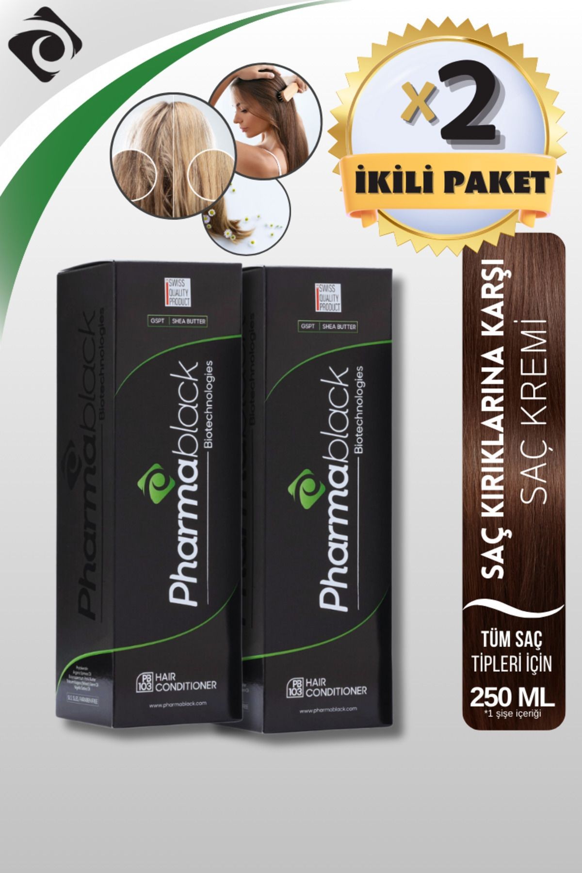 PHARMABLACK - Besleyici Saç Bakım Kremi - Hair Conditioner 2 adet