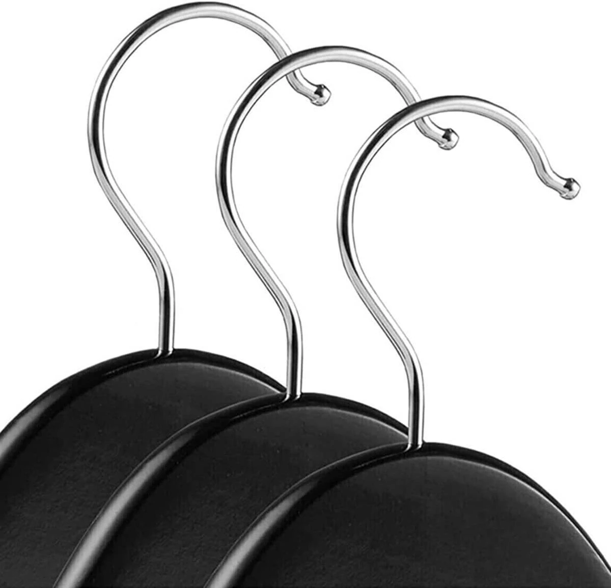 Siyah Ahşap Gümüş Kancalı Elbise Pantolon Askısı