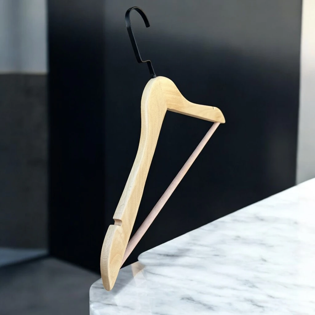 Naturel Ahşap Lama Kancalı Elbise Pantolon Askısı