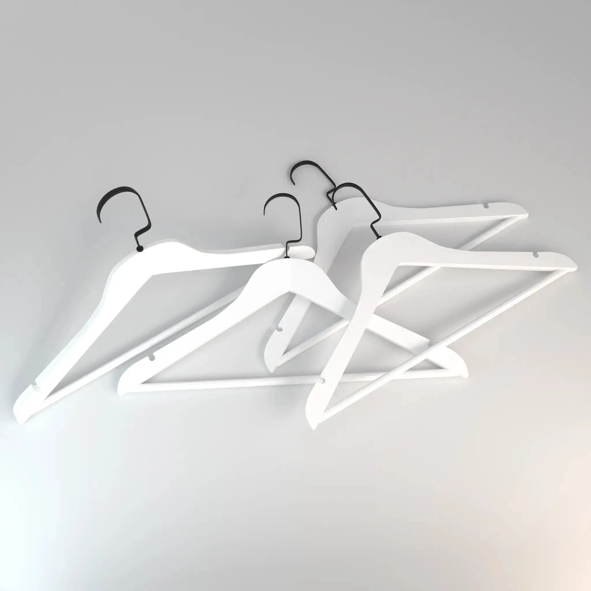 Beyaz Ahşap Siyah Lama Kancalı Elbise Pantolon Askısı