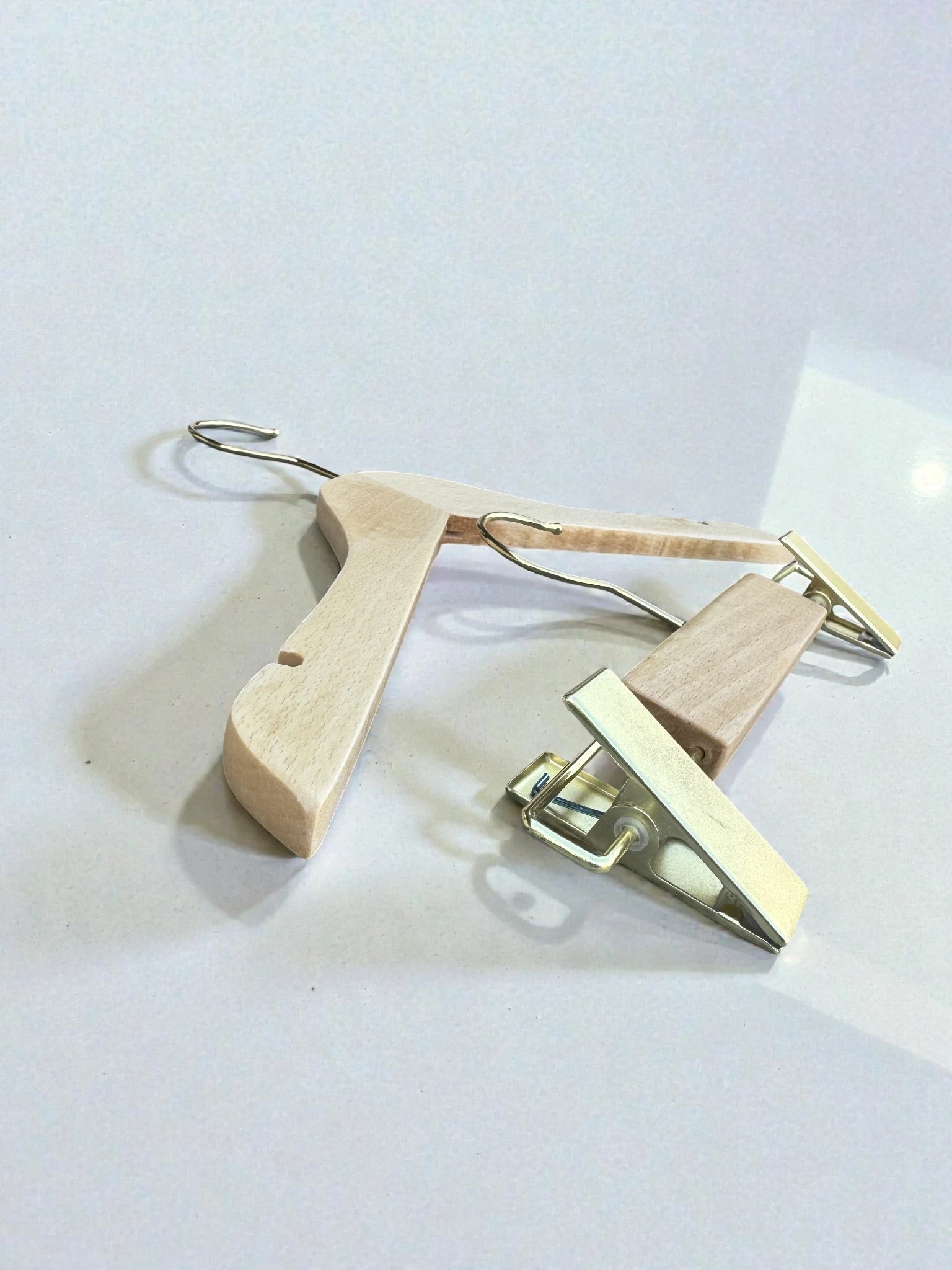 Naturel Ahşap Bebek & Çocuk Elbise ve Pantolon Askı Seti Gold Standart Kanca