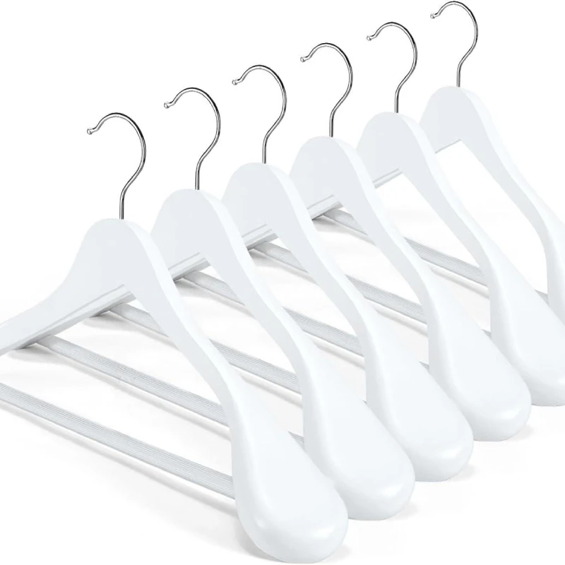 Beyaz Ahşap Pabuçlu Ceket Takım Elbise Askısı