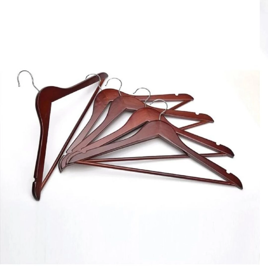 Ceviz Ahşap Gümüş Kancalı Elbise Pantolon Askısı