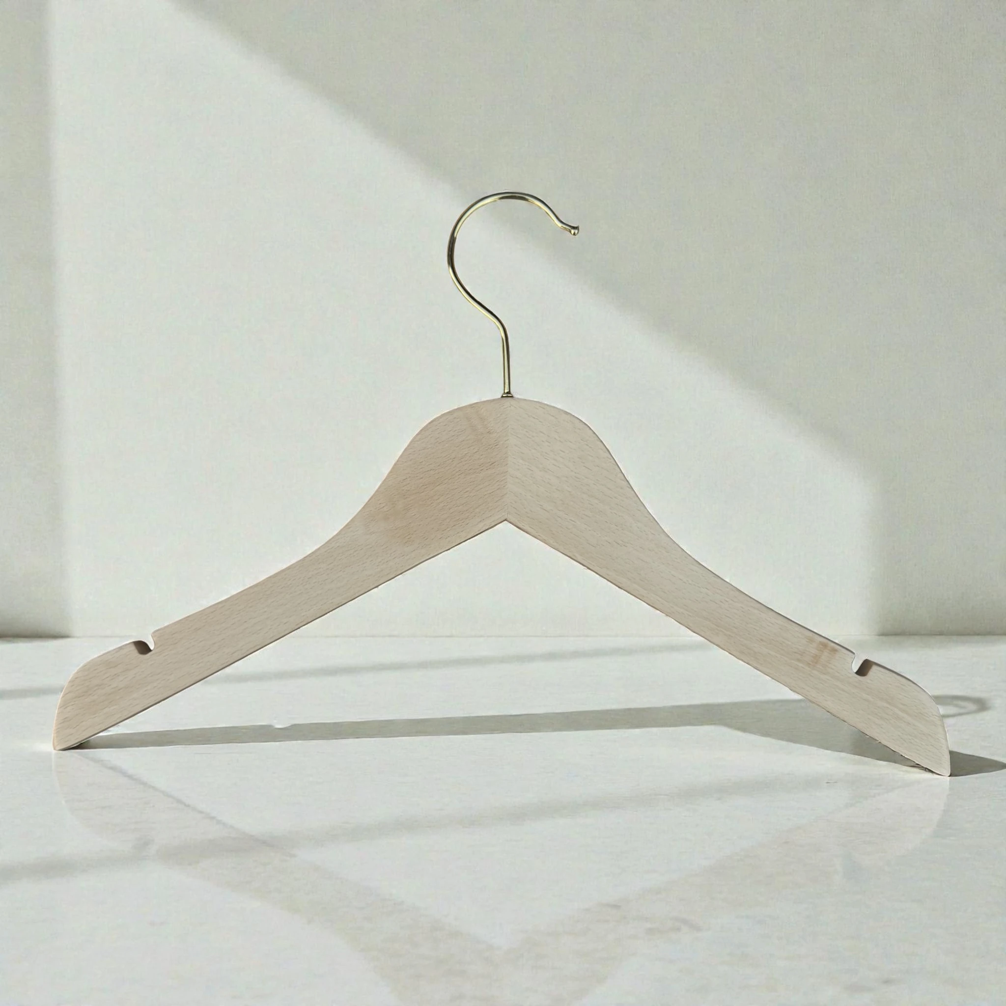 Naturel Ahşap Çocuk Ve Bebek Elbise-Pantolon Askısı Standart Kanca - Gold