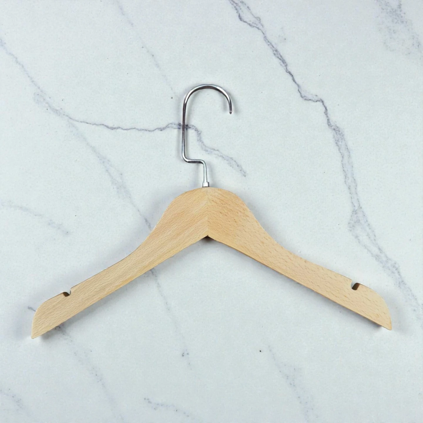 Naturel Ahşap Çocuk ve Bebek Elbise Askısı Amerikan Kanca - Naturel