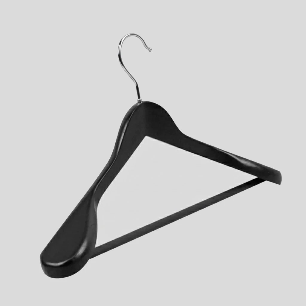 Siyah Ahşap Pabuçlu Ceket Takım Elbise Askısı