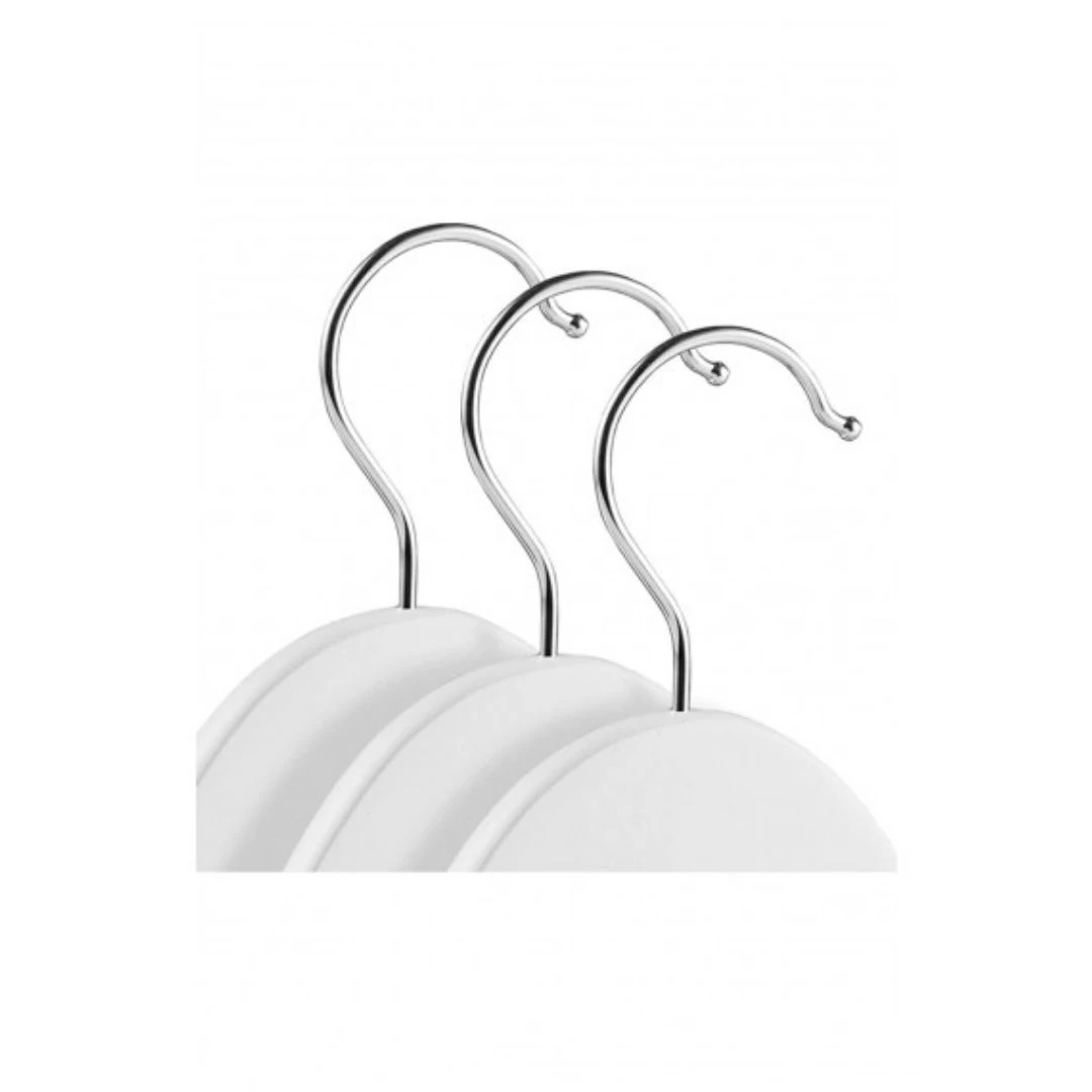 Beyaz Ahşap Elbise Pantolon Askısı Klasik Gümüş Kanca