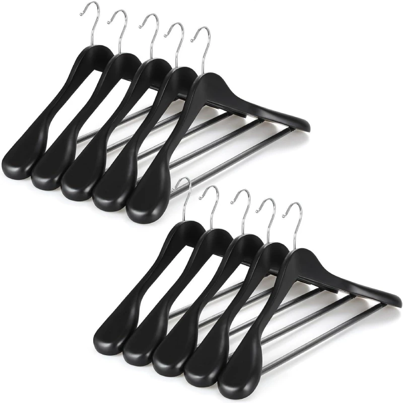 Siyah Ahşap Pabuçlu Ceket Takım Elbise Askısı