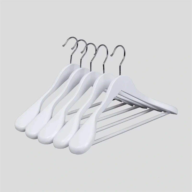 Beyaz Ahşap Pabuçlu Ceket Takım Elbise Askısı