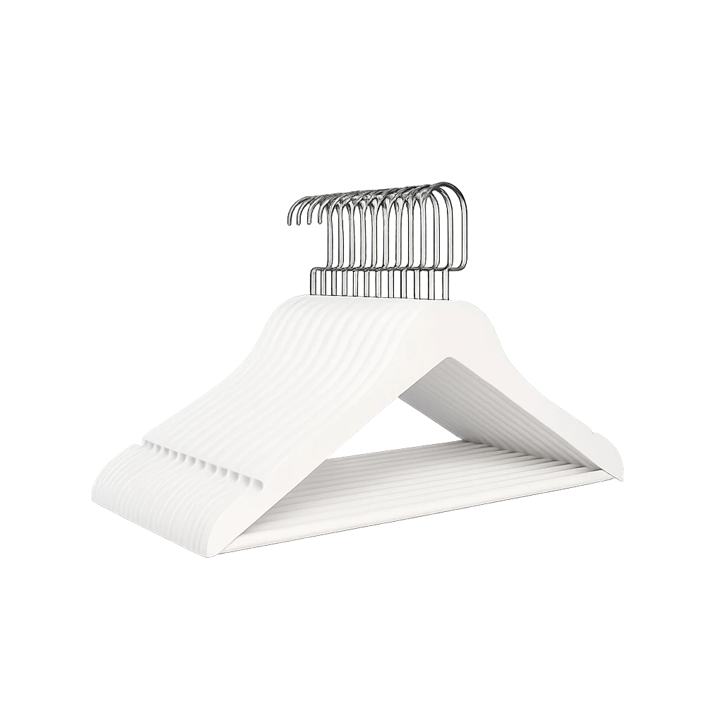 Beyaz Ahşap Gümüş Lama Kancalı Elbise Pantolon Askısı