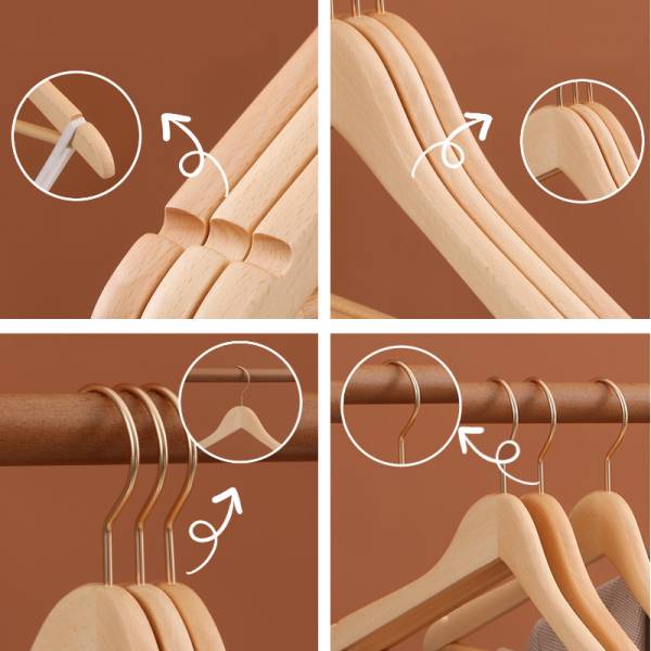 Naturel Ahşap Elbise ve Pantolon Askısı Klasik Gümüş Kanca