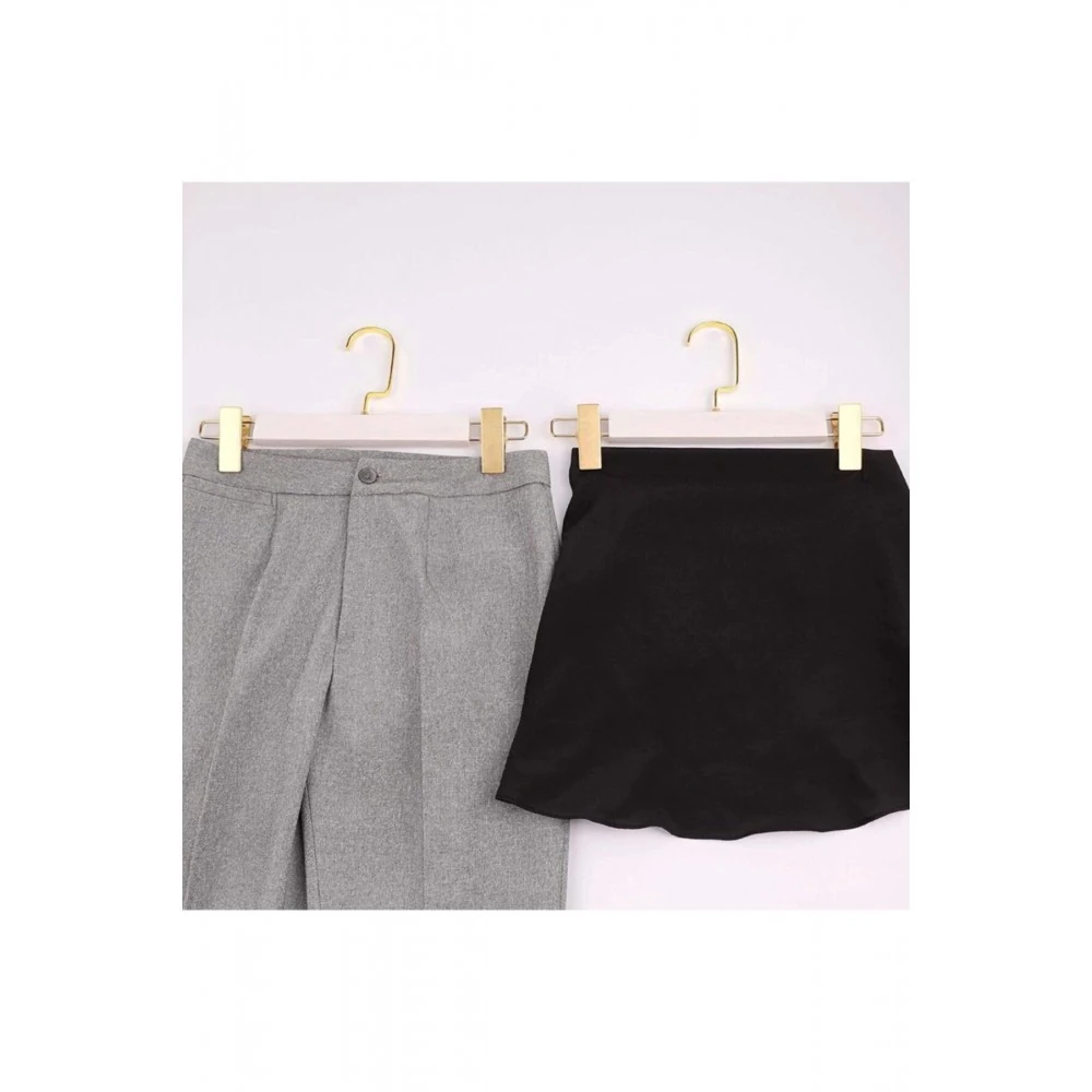 Beyaz Ahşap Mandallı Pantolon Askısı Etek Askısı Özel Seri Gold Lama Kancalı