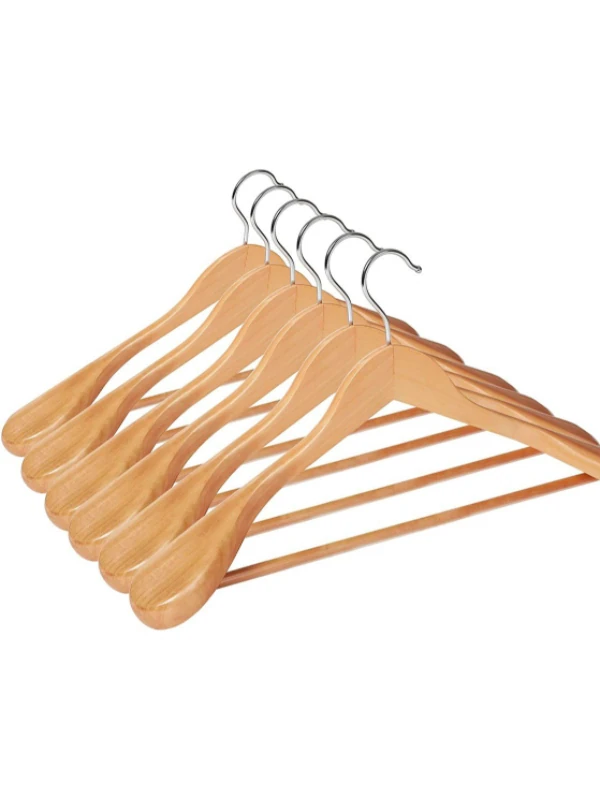 Naturel Ahşap Pabuçlu Ceket Takım Elbise Askısı