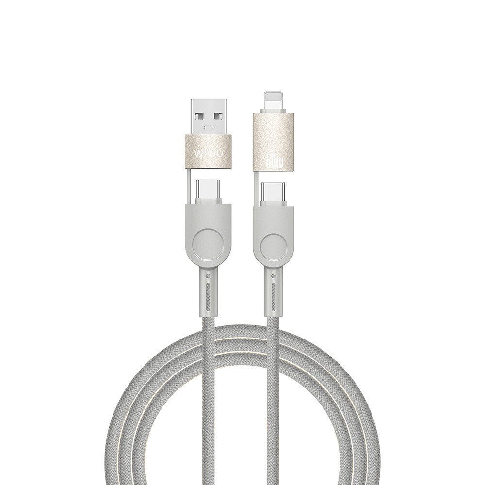 Wiwu 4in1 Raptor Serisi Çoklu USB-A + Type-C to Type-C + Lightning Şarj ve Data Kablosu 60W 200cm