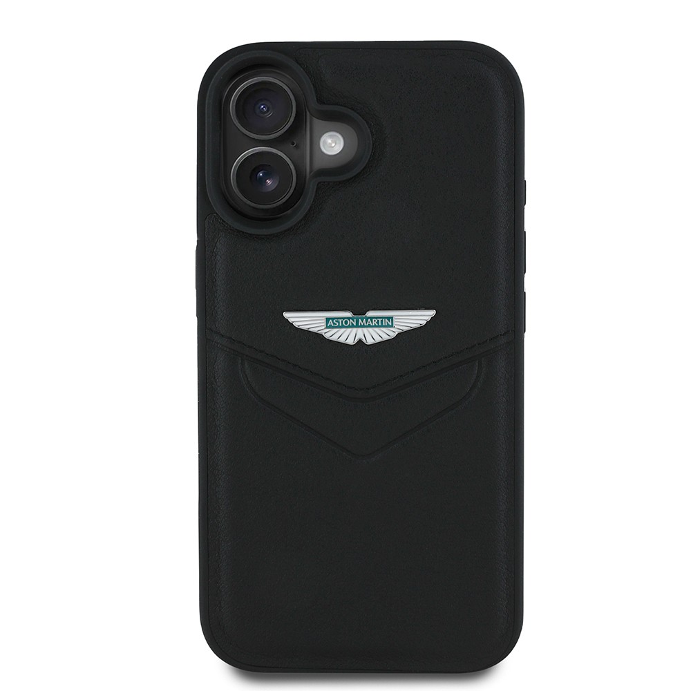 Apple iPhone 16 Kılıf Aston Martin Orjinal Lisanslı Victory Dizayn PU Deri Metal Logolu Kapak