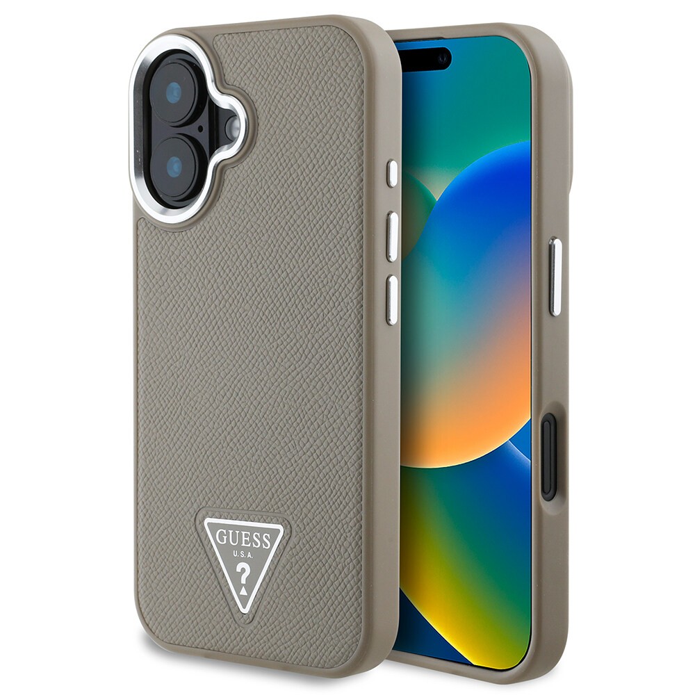 Apple iPhone 16 Plus Kılıf Guess Orjinal Lisanslı Magsafe Şarj Özellikli Grained Triangle Kapak