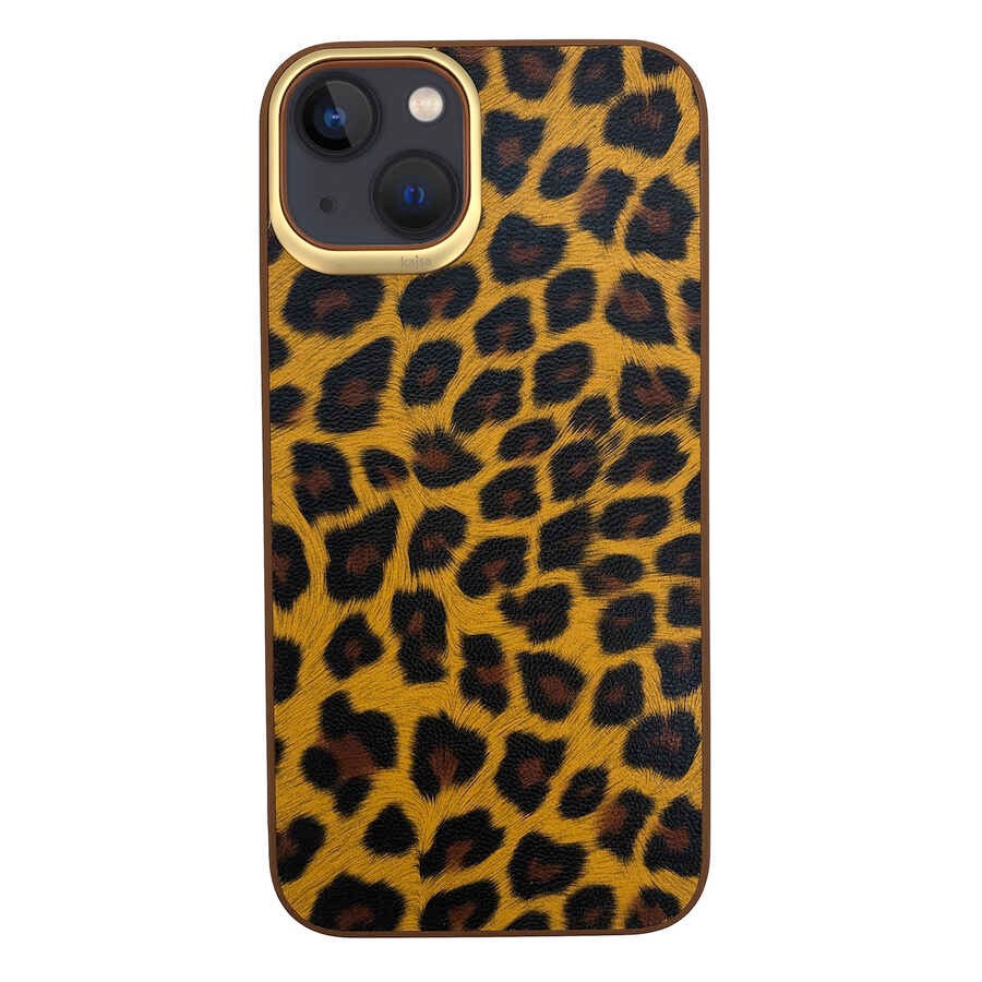 Apple iPhone 13 Kılıf Kajsa Glamorous Serisi Leopard Combo Kapak