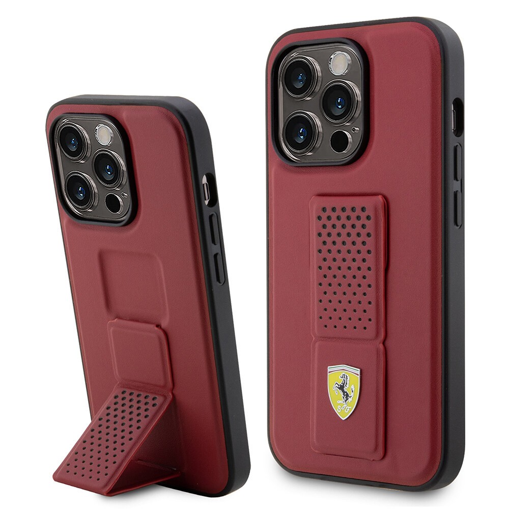 Apple iPhone 14 Pro Max Kılıf Ferrari Orjinal Lisanlı Klasik Metal Logolu Delikli  Standlı Deri Kapak