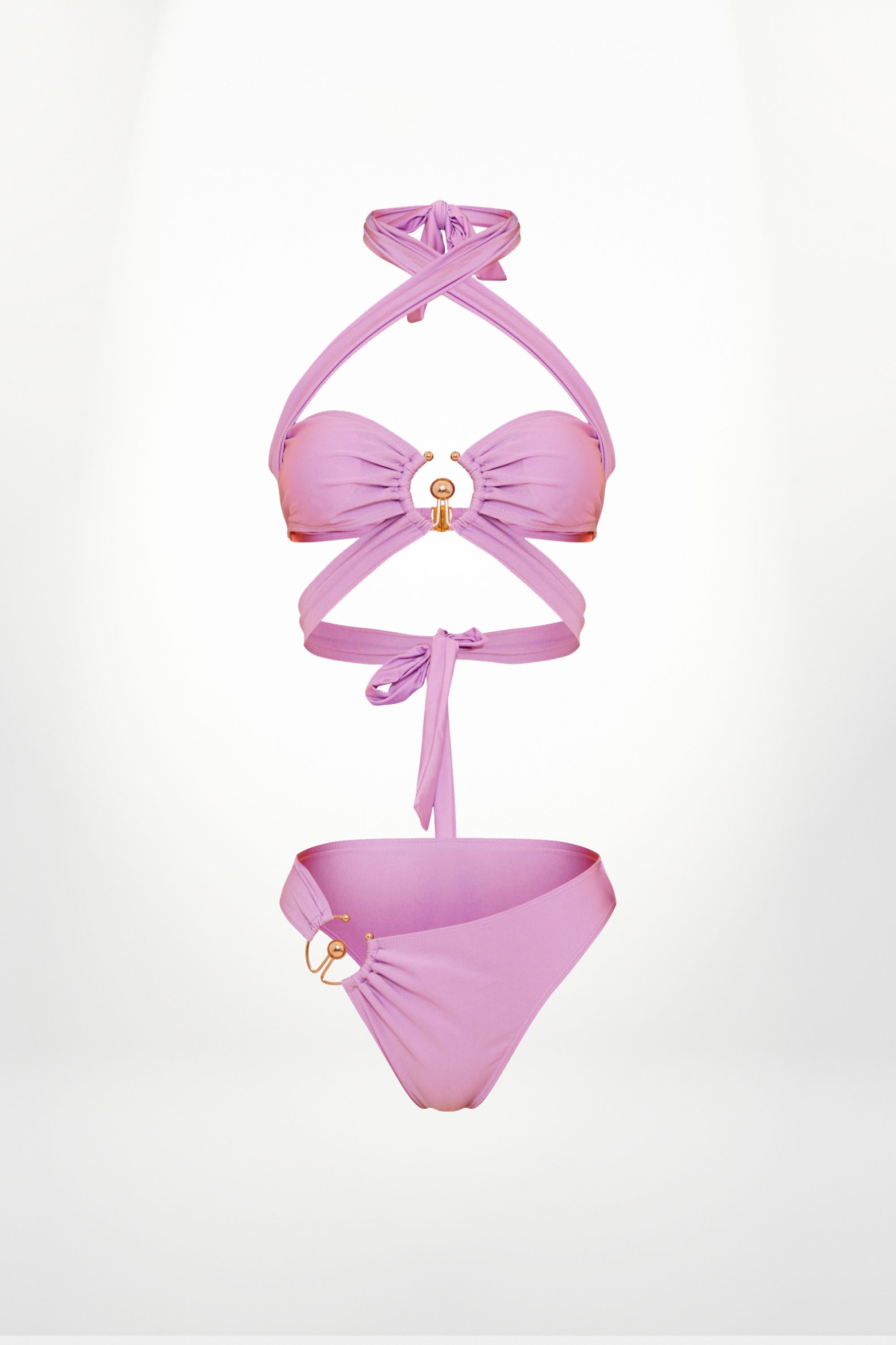 Purple gold detailed bikini set