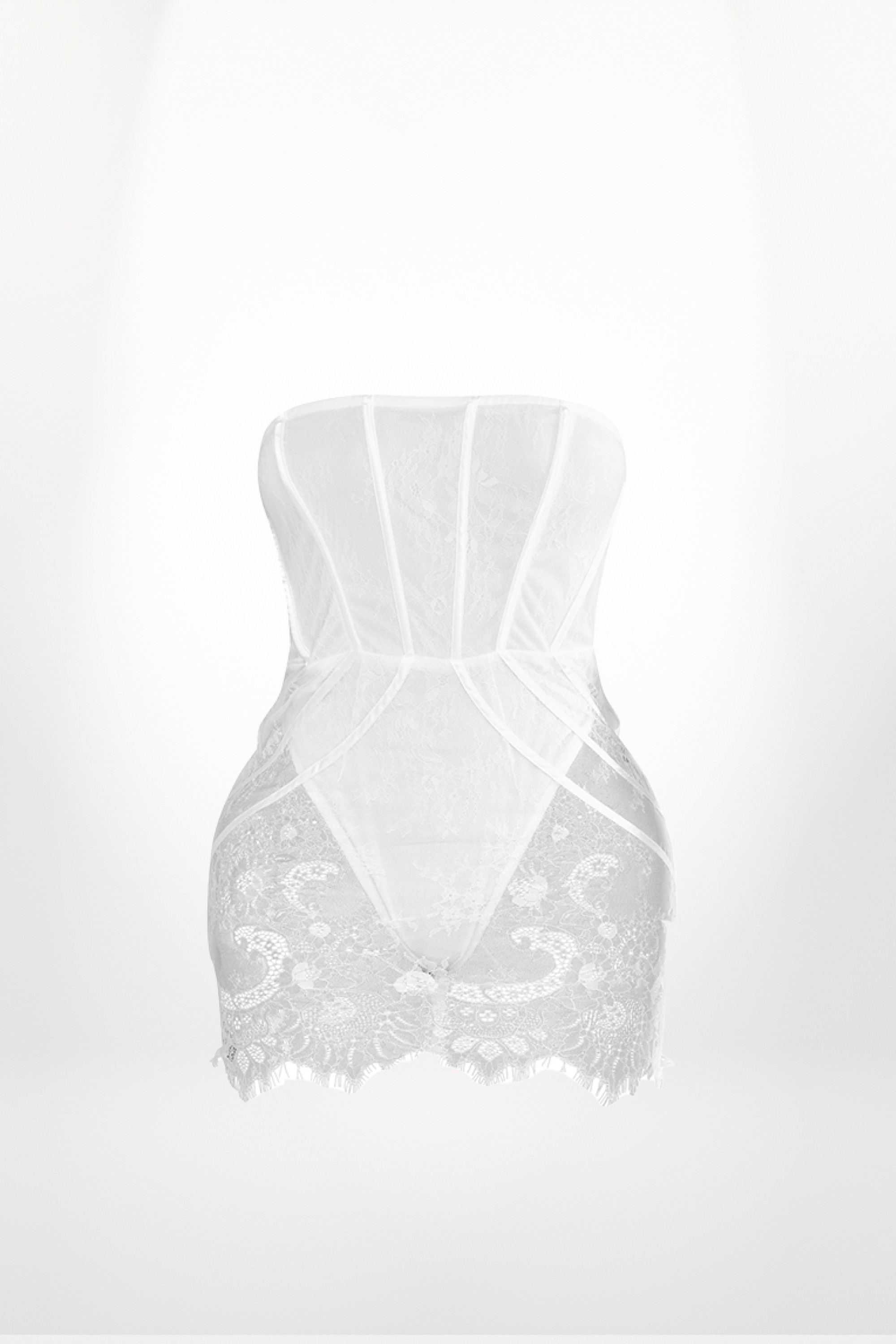 White lace corset mini dress