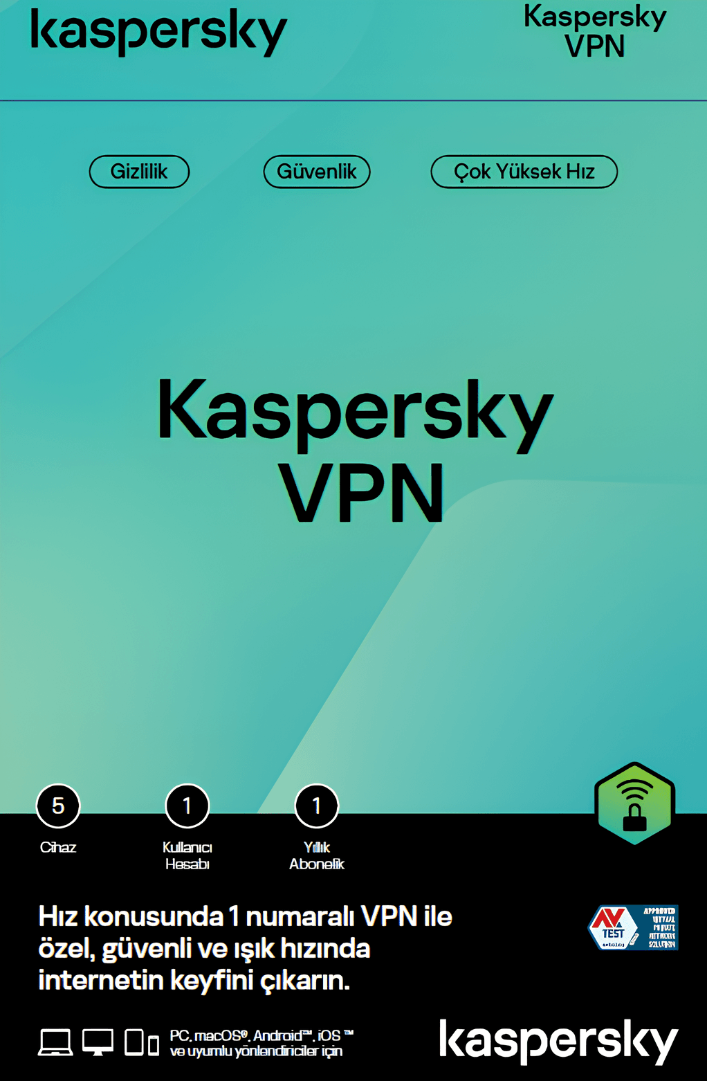 Kaspersky Vpn Secure Connection-5 Kullanıcı 1 Yıl