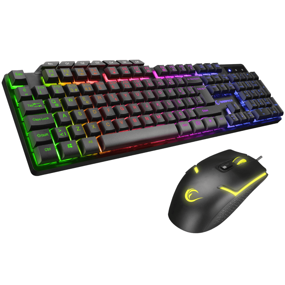 Rampage KM-9858 Jazzy Siyah Rainbow Backlight Makro Tuşlu Gaming Klavye + 3600 Dpi Mouse Set