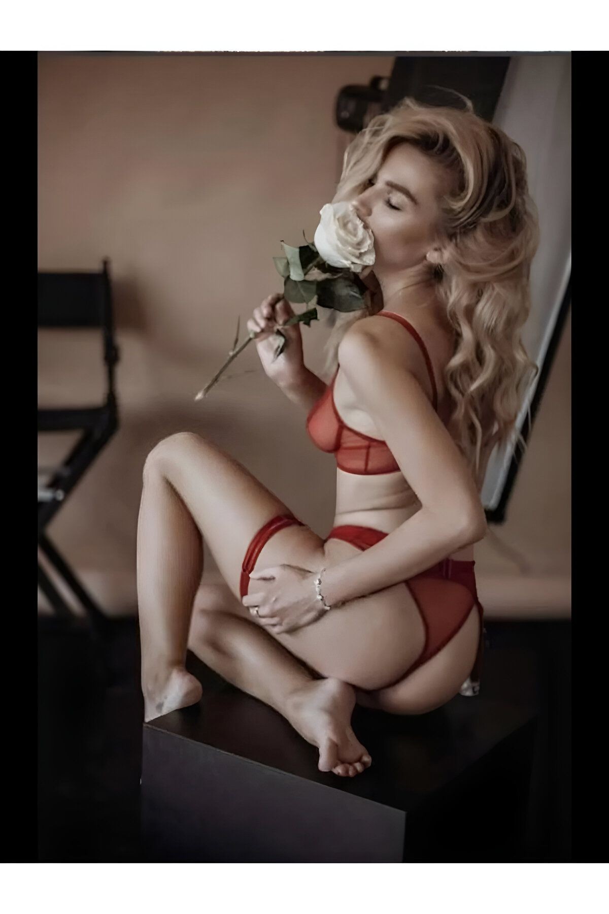 Kırmızı Tül Jartiyer Takımı - Seksi Fantezi İç Giyim