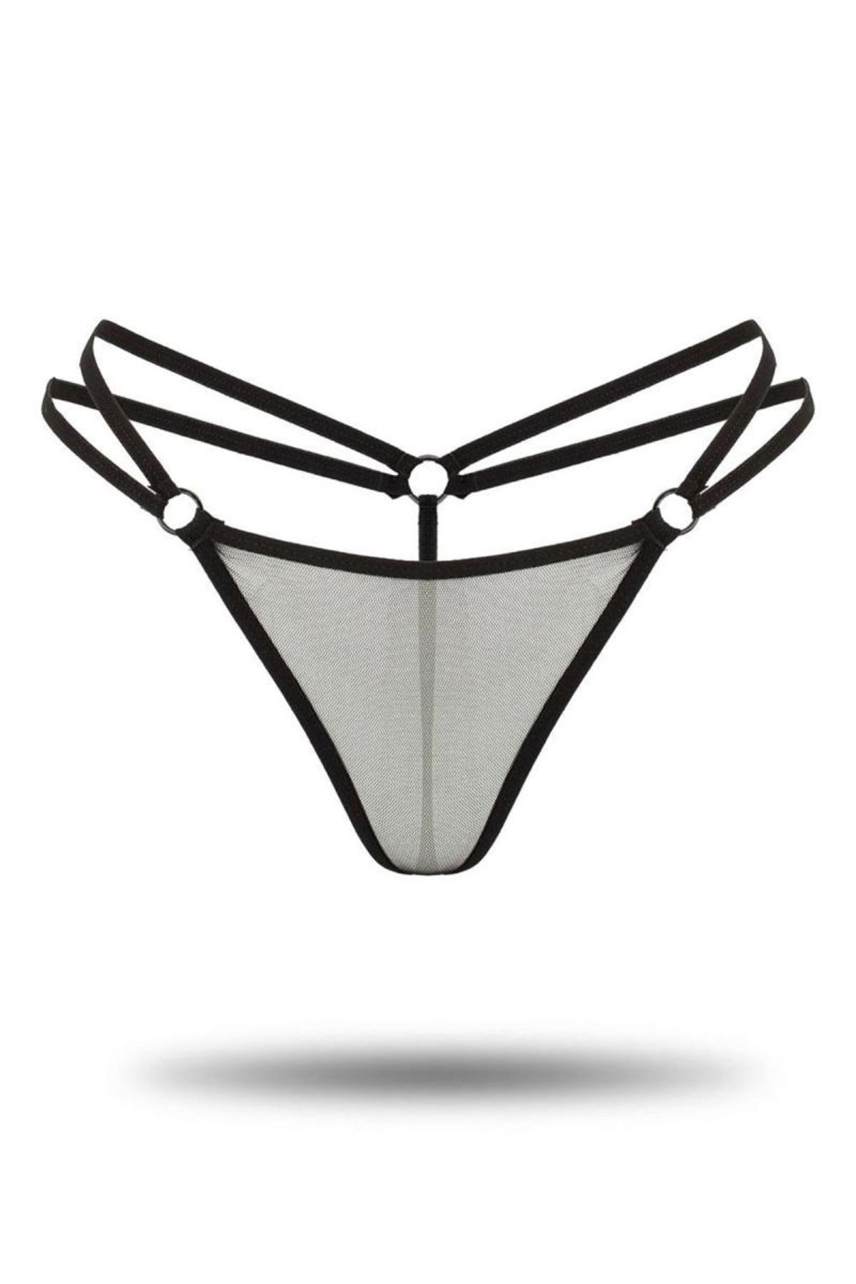 Siyah Seksi Tül Tanga - Fantezi Tanga String