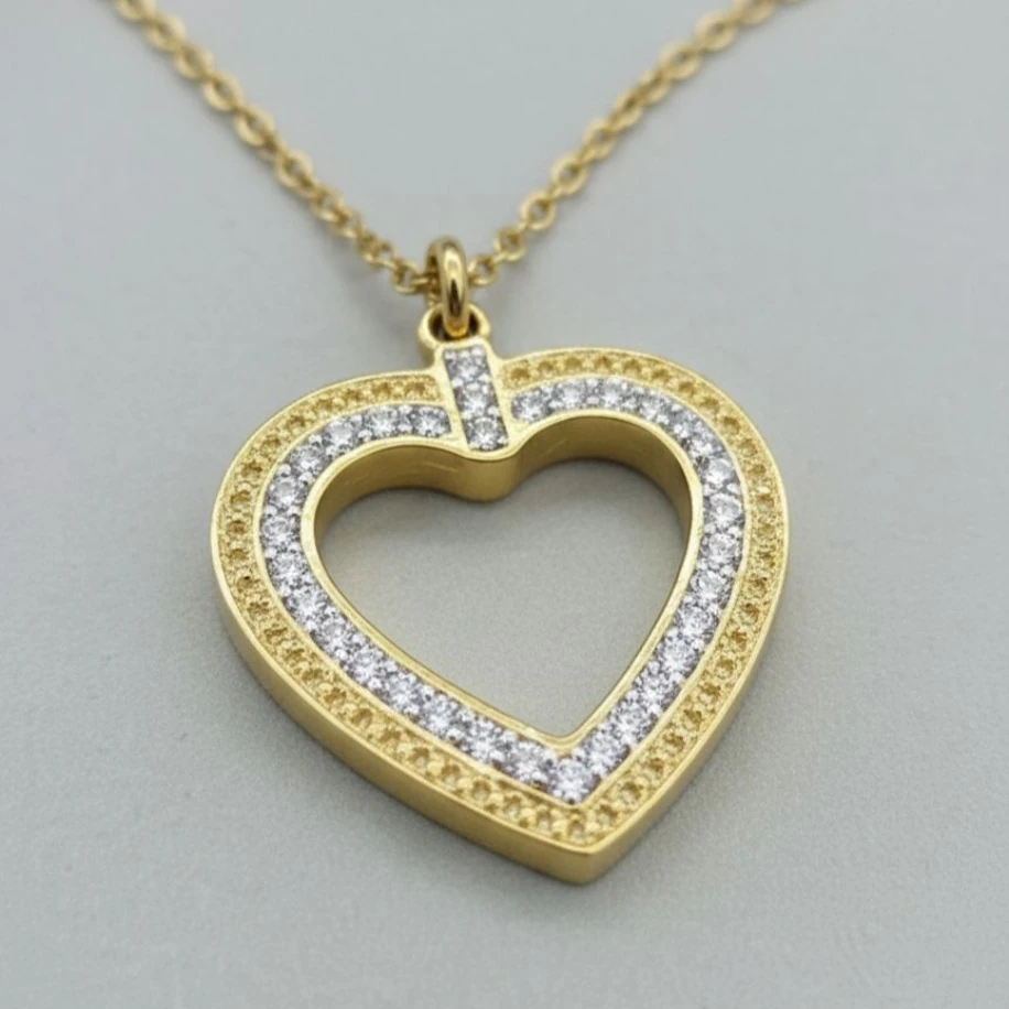 Sırataşlı içi boş kalp kolye