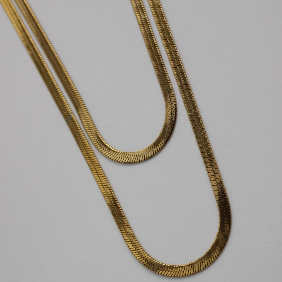 Çelik İkili İtalyan Zincir Kolye Kombini