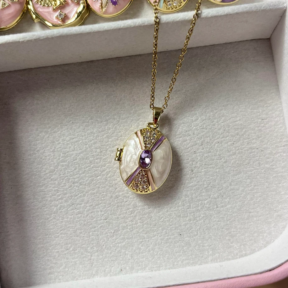 Vintage Mineli Kapaklı Kolye