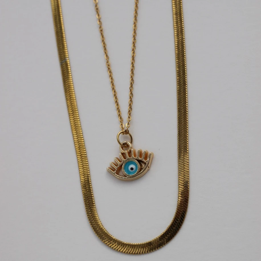 Gözlü İtalyan Zincirli Nazar Kolye