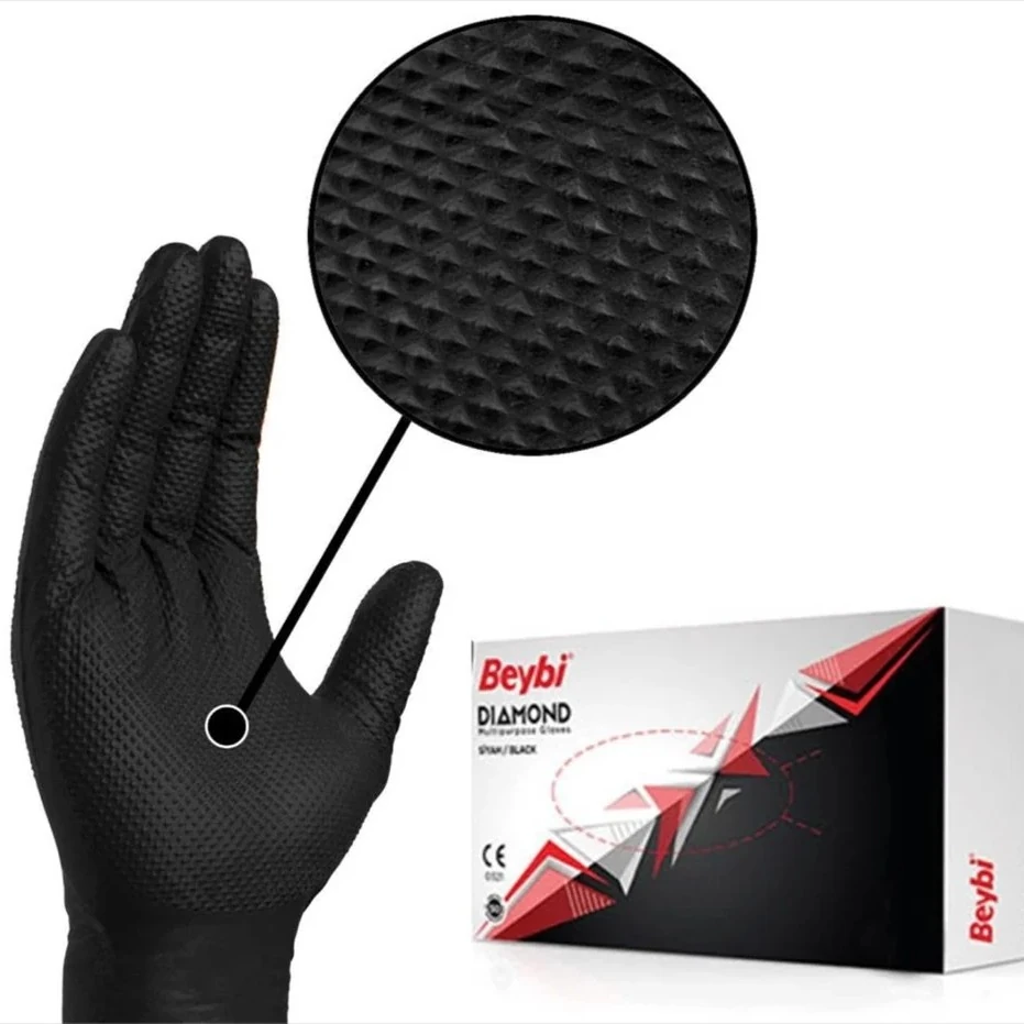 Diamond Black Nitrile Gloves - Box of 100