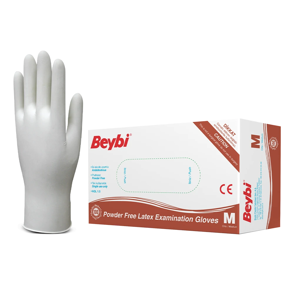 Powder-Free Latex Examination Gloves - Box of 100 image