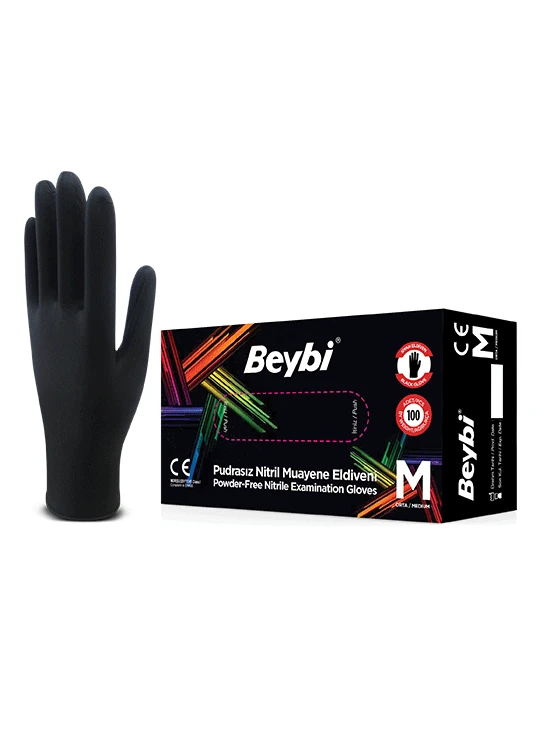Powder-Free Black Nitrile Examination Gloves - Box of 100 image