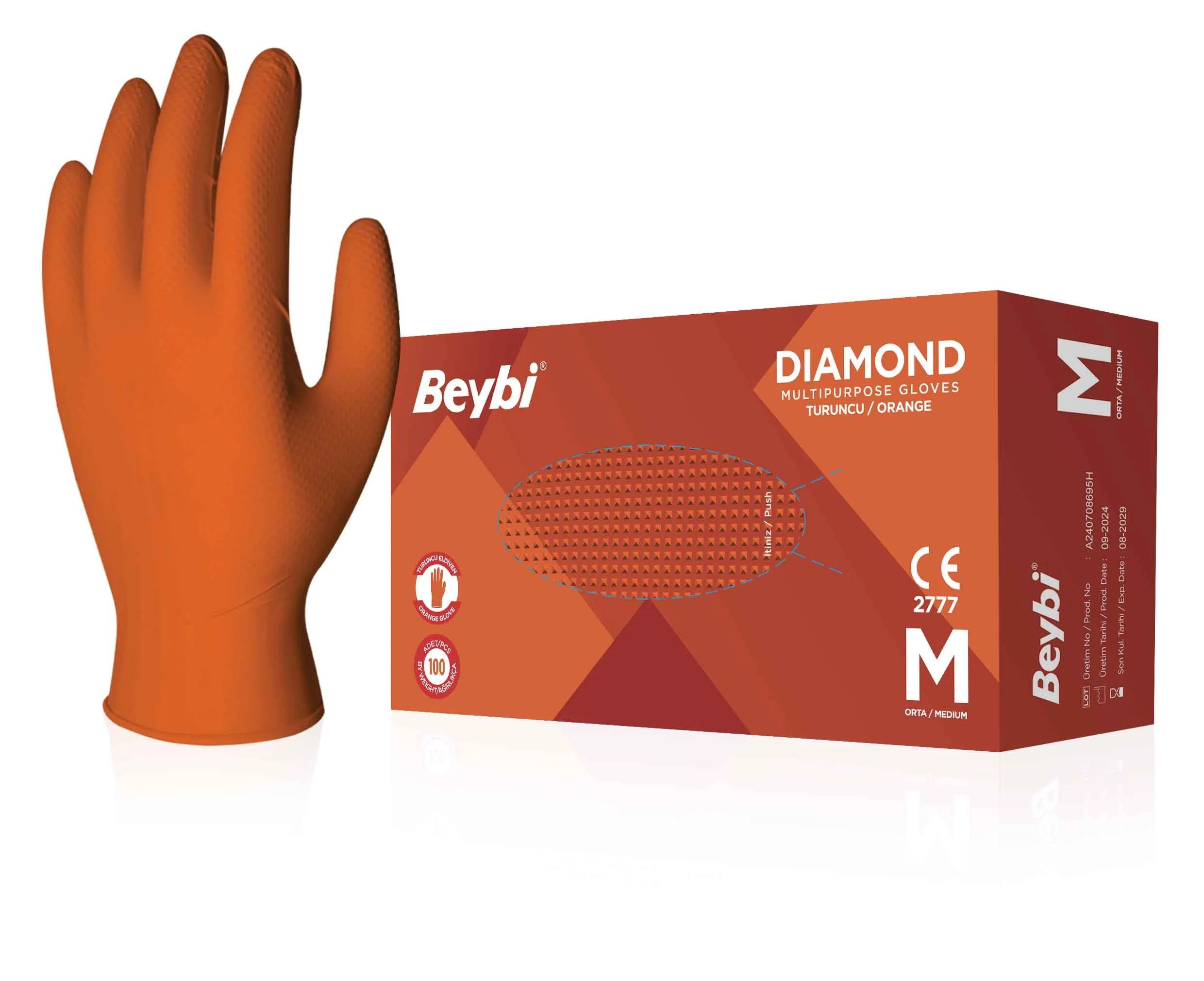 Diamond Orange Nitrile Gloves - Box of 100 image