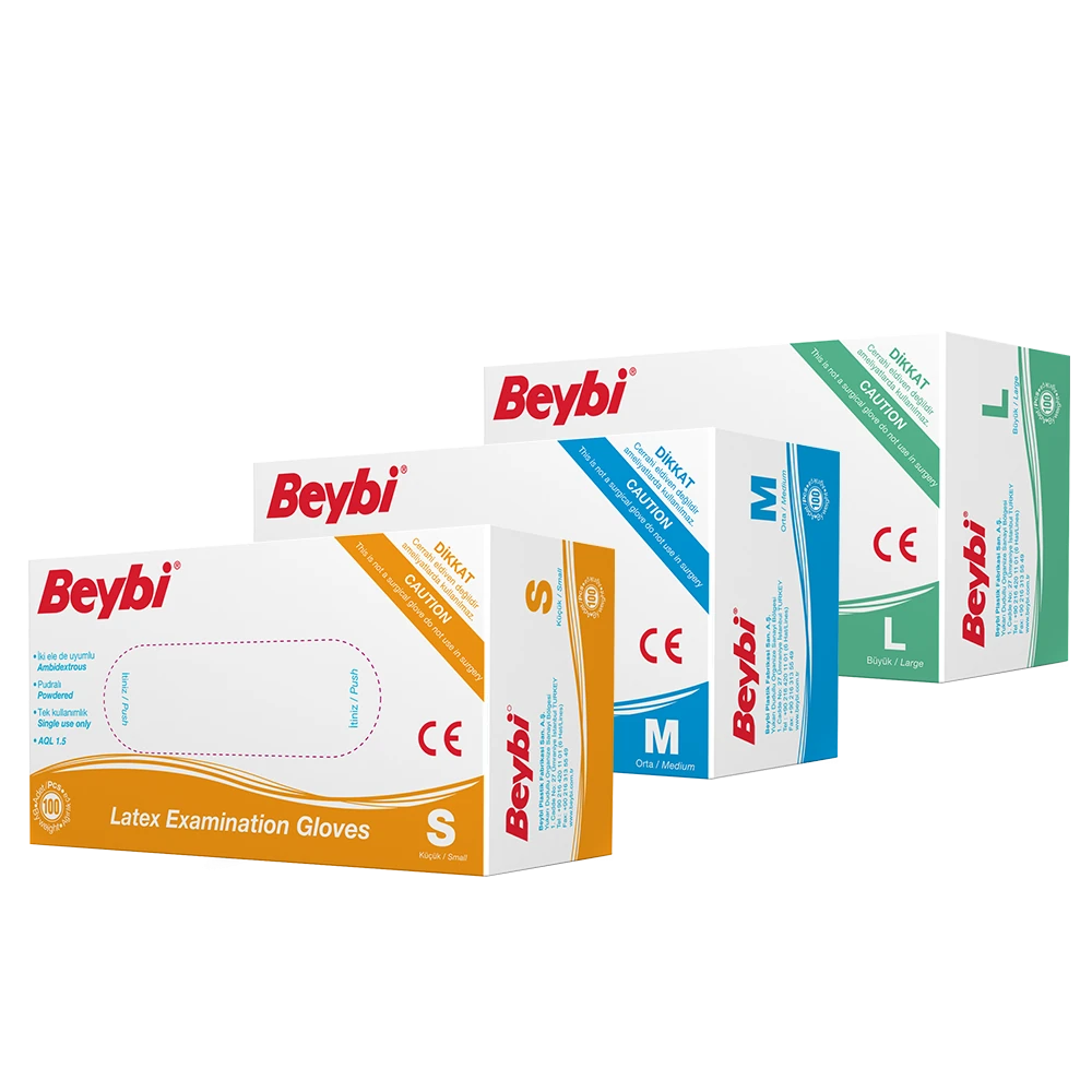 Powdered Latex Examination Gloves - Box of 100